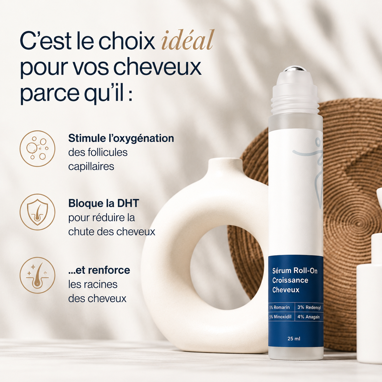 Sérum roll-on pour la croissance des cheveux